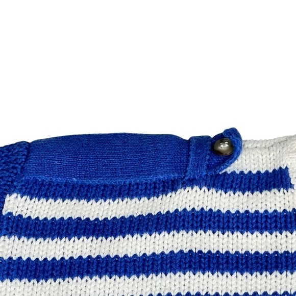 VINTAGE CHAUS Blue White Short Sleeve Sweater Knit Top Women's Size L - Picture 8 of 16